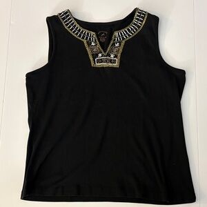 White Stag Black Beaded Embellished Tank